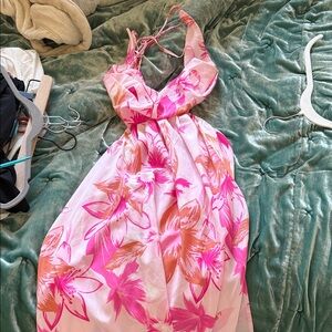 Floral Pink and Orange Dress